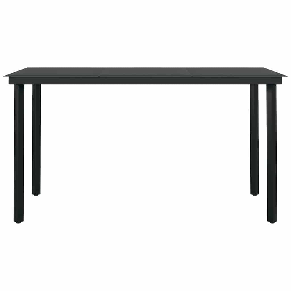 5-częściowy zestaw ogrodowy do jadalni, brązowy polirattan, szklany blat, 140 x 70 x 74 cm, stół z poduszkami, na taras, balkon, meble outdoorowe, łatwy w pielęgnacji, odporny na warunki