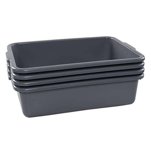 4-Pack Grey Commercial Bus Tubs/Tote Box, Plastic Bus Box, 13 L