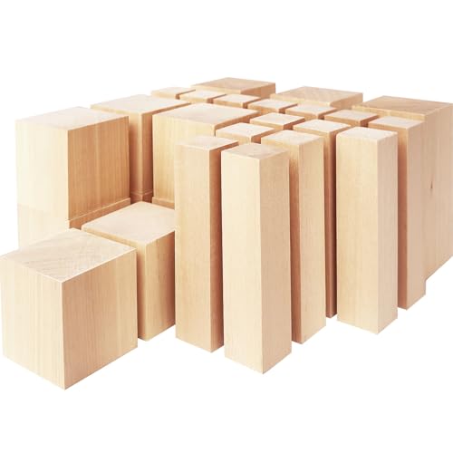 Basswood Carving Blocks,25 Pcs Whittling Wood Basswood Blocks with 3 Sizes,Bass Wood for Wood Carving,Wooden Blocks for Crafts for Beginners Kids and Adults