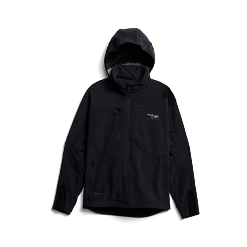 SITKA Stratus Jacket – 100% Windproof, Ultra-Quiet, Removable Hood, Safety Harness Port, Micro-Grid Fleece, Polartec® Alpha® Insulation – Perfect for Mid to Late-Season Hunting - Black - XXX-Large