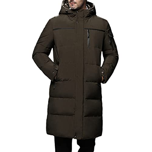 Doudoune d'hiver pour homme chaude à capuche veste unie café taille L