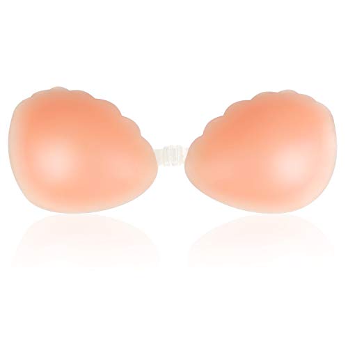 Rosmax Adhesive Silicone Bra, Reusable Backless Strapless Self Adhesive Sticky Silicone Invisible Push-up Bra for Women