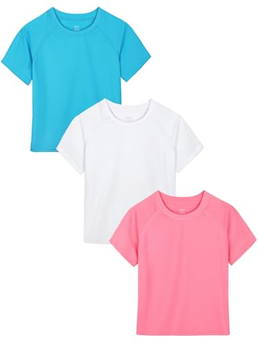 Poroka 3 Pieces Girls UPF 50+ Sun Protective Rash Guard Toddler Swim Shirt Quick Dry Toddler Girl Sports Shirt