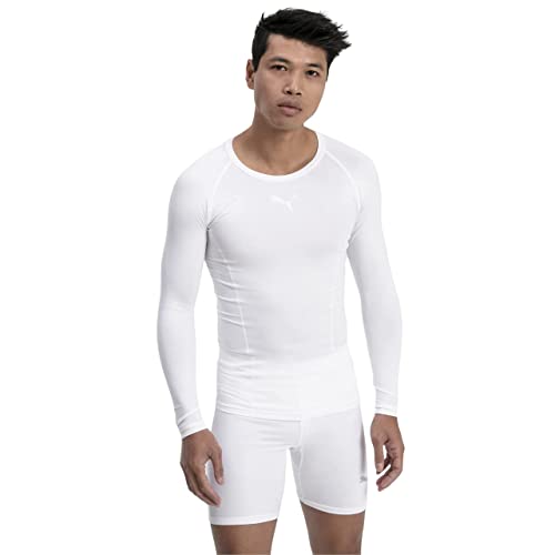 PUMA Men's Liga Baselayer Long Sleeve Tee, White, Medium