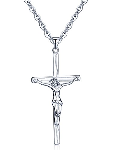 Unendlich U Collares Colgantes de Plata de Ley 925 para Hombre Colgante Cristo Crucifijo de Jesús Collar Cruz para Hombre