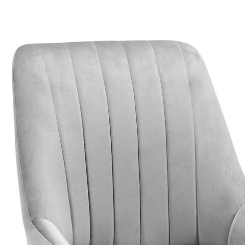 Image of Finch Fox Morris Velvet Dining Chair for Living Room, Bedroom, Home Office with Black Metal Legs in Light Grey Color (Set of 6)