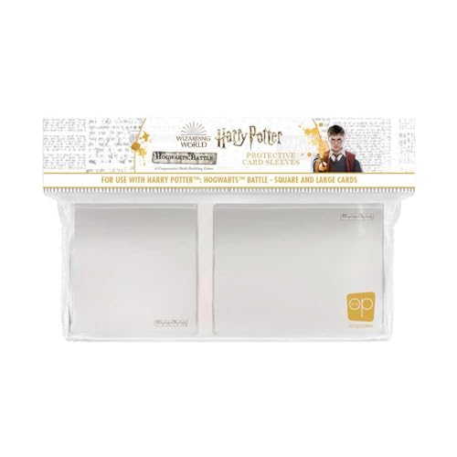 Harry Potter Hogwarts Battle Square and Large Card Sleeves | 80mm x 80mm and 80mm x 105mm Card Protector Sleeves for Harry Potter Deckbuilding Games | Cardsleeve Back Artwork Featuring Hogwarts Crest