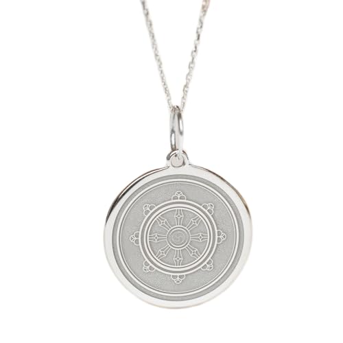 Collar de plata 925 con colgante rueda de dharma unisex de 24 mm LKBEADS