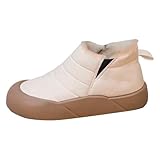Botas de tobillo forradas con calor de ante para mujer, elegantes, cómodas, informales, con tacón bajo, para uso diario, 06 blanco., 41 EU