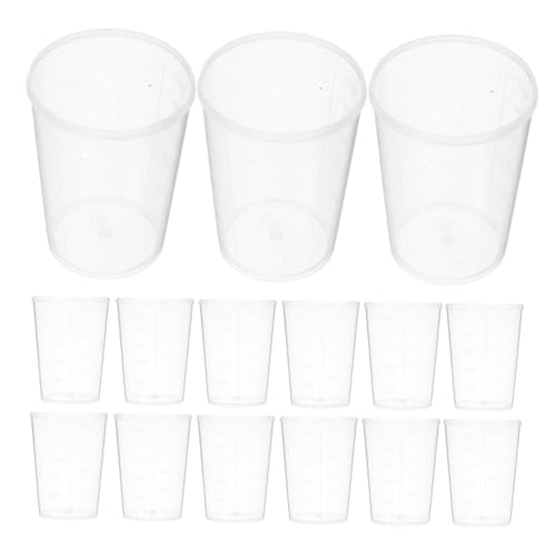 LEDMOMO 100個 使い捨て可能な透明プラスチック製計量カップ 軽量で持ち運び便利 実験室や家用の液体測定に