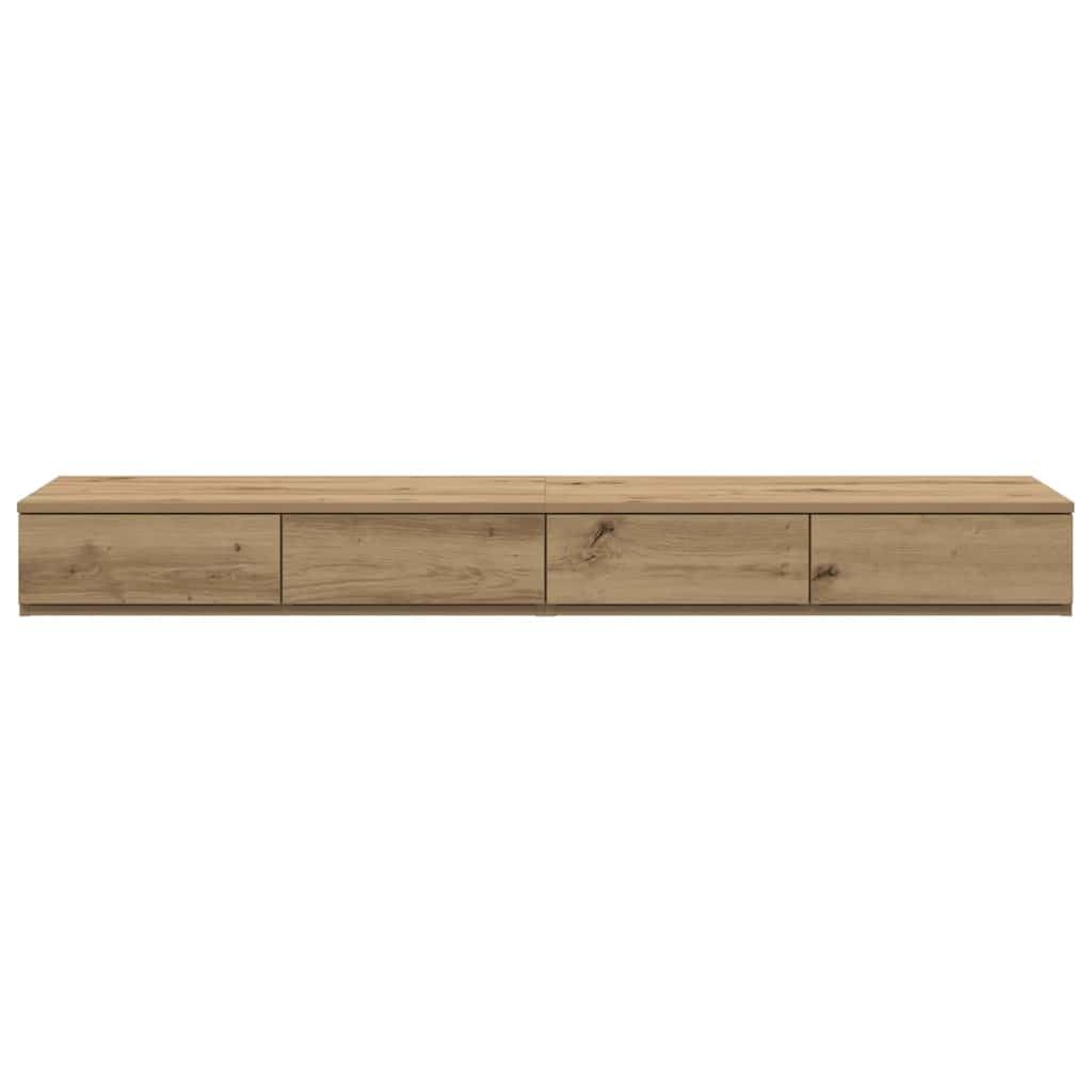Minimalistische Bettschubladen Artisan-Eiche - 140x36,5x16,5 cm Holzwerkstoff Unterbettkommode mit 4 Push-to-Open Schubladen, Bett-Unterbau & Sitzgelegenheit fürs Schlafzimmer