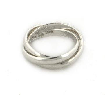 Sterling Silver 3-Band Russian Wedding Ring(Sizes 4,5,6,7,8,9,10,11,12)