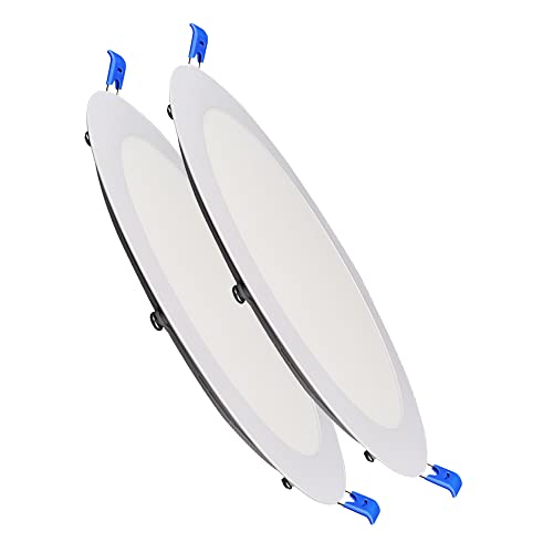 ILUMINASHOP ® Downlight 20W LED 2000 Lúmenes. Panel Extraplano Circular Redondo. Diámetro de Corte Estándar 200mm. Aluminio. [Driver Incluido] (Pack 2x, Blanco Frío (6000K))