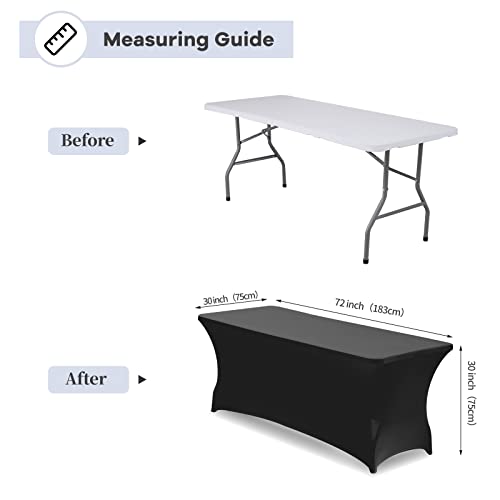 Ksk 6Ft Stretch Spandex Table Cover, Wrinkle Resistant Washable Fitted Table Cloths For Parties, Banquet, Wedding And Festival.(Black,6Ft) #TOP3