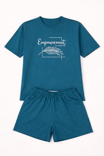 Image of Duchess Women's Cotton Printed Night Suit Set of Top & Shorts Pajama Set