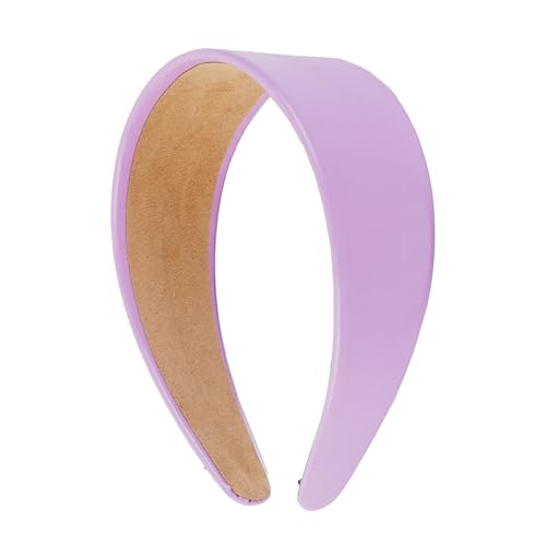 Motique Accessories 2 Inch Vegan Leather Headband for Women, Lavender