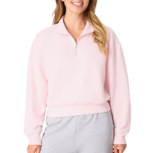 Hanes Womens Quarter-Zip Pullover EcoSmart Fleece Pullover Shirt Cotton Blend