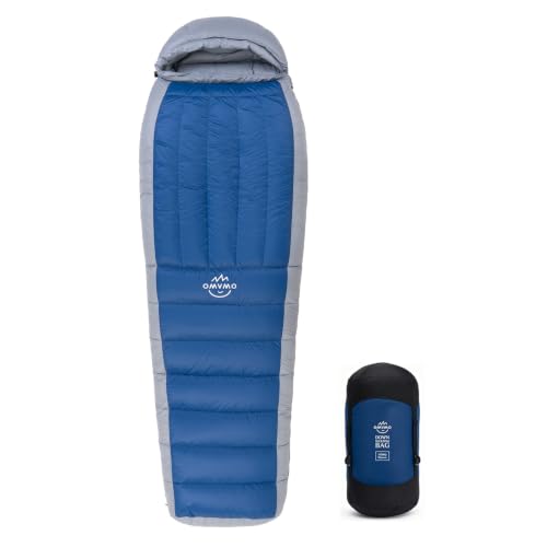 Bolsa de dormir Mummy Down, relleno 600 Fill Power, ligera y compacta, para clima frío y cálido, para camping adulto miniatura 7