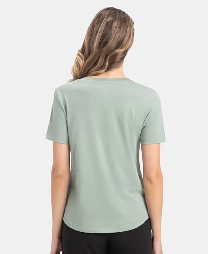 Image of Jockey AW88 Women Super Combed Cotton Rich Relaxed Fit Solid Curved Hem Styled Half Sleeve T-Shirt