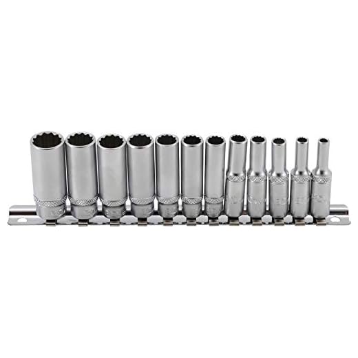 BGS 2757 | Juego de llaves de vaso 12 caras, largas | entrada 6,3 mm (1/4") | medidas en pulgadas | 12 piezas