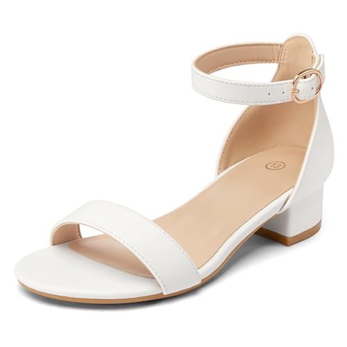 Image of K KomForme Girls Sandals Low Heels Dress Pump Ankle Strap Open Toe Wedding Party Shoes(Toddler /Little Kids /Big Kids)