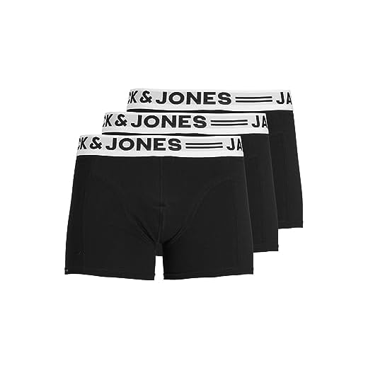 Jack & Jones Hombre Sense Trunks 3-Pack Bóxer,Black,M
