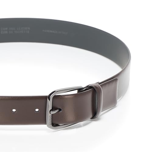 HUGO mens Brushed Leather Square Buckled Belt3