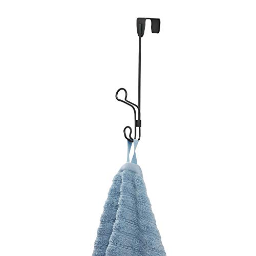 Idesign Ryland Over-The-Door Single Double Hook Storage Organizer Rack For Closets, Bedrooms, Bathrooms, 1.2" X 4.34" X 9.99", Matte Black #TOP3