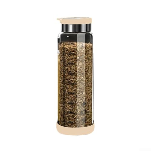Tarros de vidrio para dispensación precisa de condimentos, esenciales para cada cocina (cubierta blanca-450 ml)