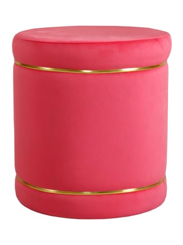 Image of Pouffes Sitting Stool for Living Room, Puffy Wooden Ottoman | Round Pouffe for Living Room & Bedroom | Pouf for Office & Home Decoration & Modern Seating Stool (BabyPink)