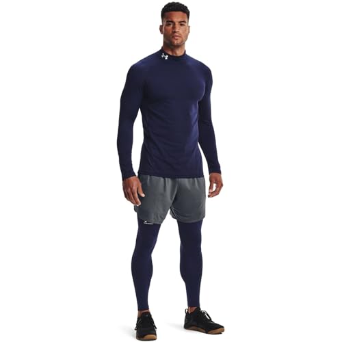 Under Armour Men's ColdGear Armour Fitted Mock, Midnight Navy (410)/White, Medium - Image 5