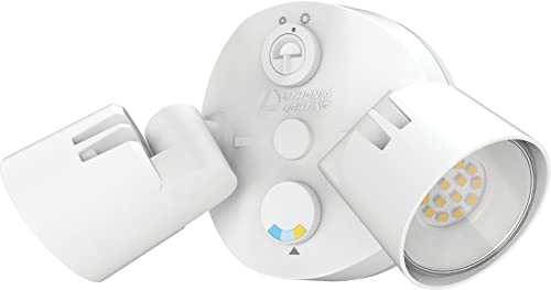 Lithonia Lighting HGX LED Proiettore Di Sicurezza 3 Luci Bianco - Sensore Movimento E Fotocellula, Lumen Regolabili 1750-2750, Per Esterno