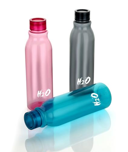 Clazkit PET Bottle | Leak proof and Break proof | Perfect for staying hydrated at the school,college, work, gym and outdoor adventures Water Bottle | 1000ml X 3 | Color May Vary