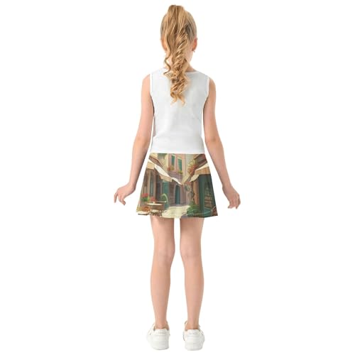 Charming European Street Floral Athletic Shorts Girls Skorts Tennis Skirts Toddler Print Pleated Skort 3t4