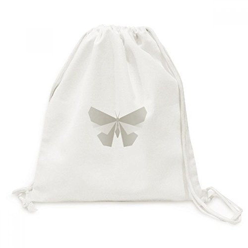 Toile Drawstring Backpack avec motif papillon origami blanc pour voyage