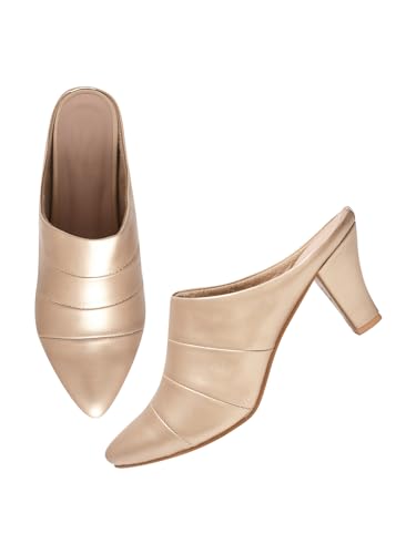 Image of TRYME Fashion Pointed for Party and Formal Occasions Mules Cone Block Heel Sandals for Girls & Women