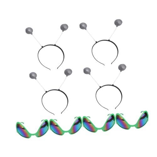 WRITWAA 8pcs Festival Glasses Set Creative Saucer Glasses Funny Hair Hoops for Party