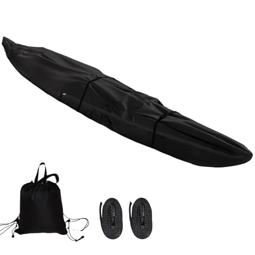 Bootsplane Kajak Abdeckung UV,420D Kanu Abdeckung Plane Bootsplane Kanu Abdeckplanekanu Kajak Abdeckplane Persenning Wasserdicht Staubdicht Abdeckplane für Kanu Kajak(Black,16FT)
