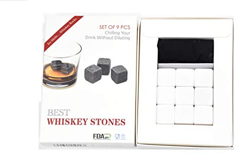 Windfulogo Lot de 9 glaçons en jade blanc réutilisables avec pince à glace pour whisky vin Cover