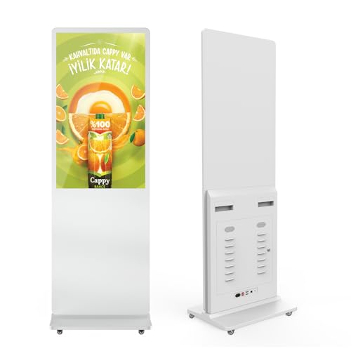 Image of MWE 54 Inch Digital Signage Displays, LCD Screen Advertising Kiosk with Custom Service, Indoor Floor Standing Commercial Totem, Android System Vertical Poster with Auto Media Player-White