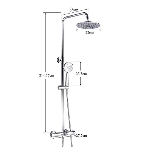 Robinet de douche thermostatique chromé avec mélangeur eau chaude et froide