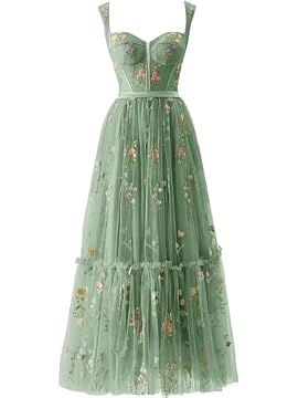 wedding dress green embroidery