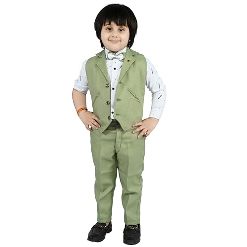 Image of Kids Ethnic Suit Set I 3 Piece Party Suit for Boys | Kids Suit Set Shirt, Pant & Waistcoat I Birthday Boys Party Dress