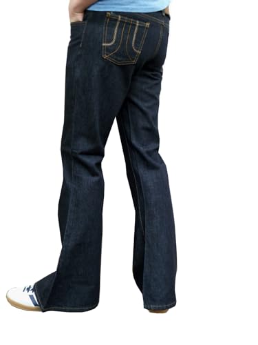Mens Bell Bottoms Flares Denim Jeans Indigo Blue Pants (30" Waist x 34" Leg)3