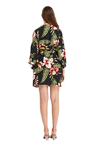 Image of Family Matching Hawaiian Clothes, Black Rafelsia | Lightweight 100% rayon • Family matching outfits • Beach vacations • Luaus • Cruises • Family photos