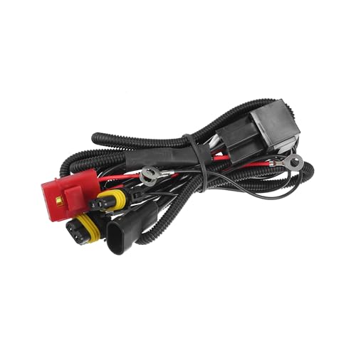 Motoforti HID Battery Wiring Relay Harness 1.5m / 4.9ft Long 9006/9012/H10/9005 HID Lamps Socket Relay Kit 12V Plastic Ruber Black Long-lasting
