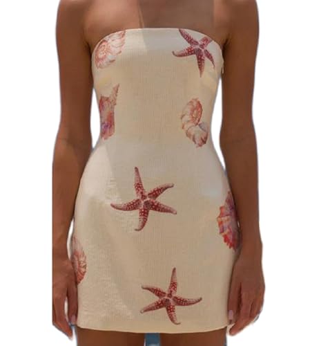 Image of NUFIWI Sexy Floral Strapless Tube Mini Dress Y2K Slim Fit Backless Short Bandeau Dress Going Out Night Party Vocation Dresses