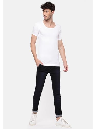 Image of RAMRAJ COTTON Men's White Round Neck Half Sleeves Cotton Undershirt /Banian /Vest|Mositure Soft Absorbant Innerwear