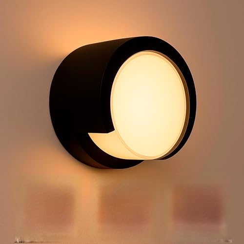 Aplique de Pared Exterior 15W, 1350Lm, IP65 Impermeable, Lampara Circular Pared Moderno, Luz Seleccionable 3000K 4000K o 6000K, ideal para jadin, terraza, porche, garaje o patio (1, ESTOCOLMO)