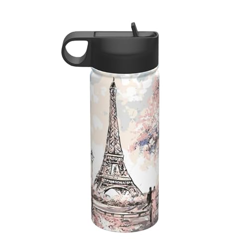 エッフェル塔 水筒 真空断熱ケータイマグ 500ml-600ml ステンレスボトル 車用 直飲み 保温 保冷 フタ付きコーヒーカップ アウトドア 車のネイブに最適 スポーツタイプ ステンレスクールボトル 軽量 隔? 水筒 男の子 女の子